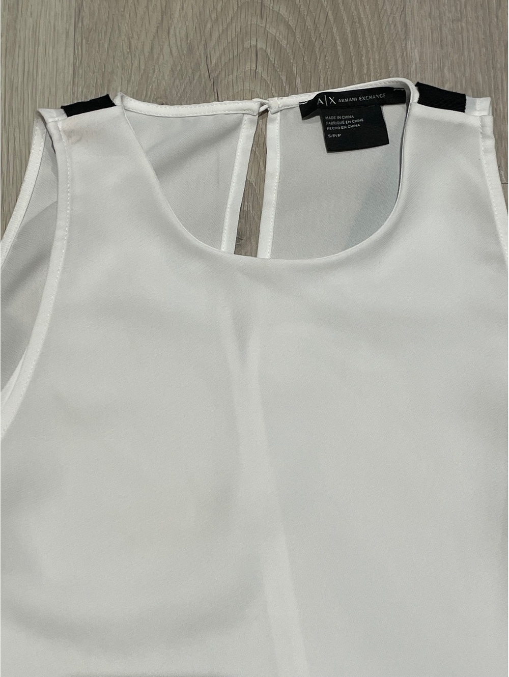 Armani Exchange White Sleeveless Tank Top with Black Strap Detail - Picture 8 of 14